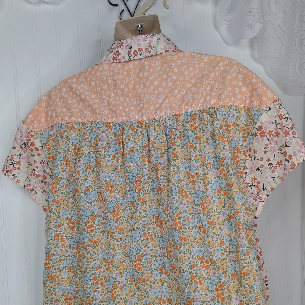 AE American Eagle Floral Patchwork Camp Shirt S & M - Picture 10 of 15